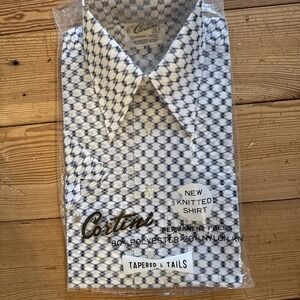 NEW 70s Cortini Shirts M 15-15.5 PermaPress Mod Short Sleeve Blue White NOS